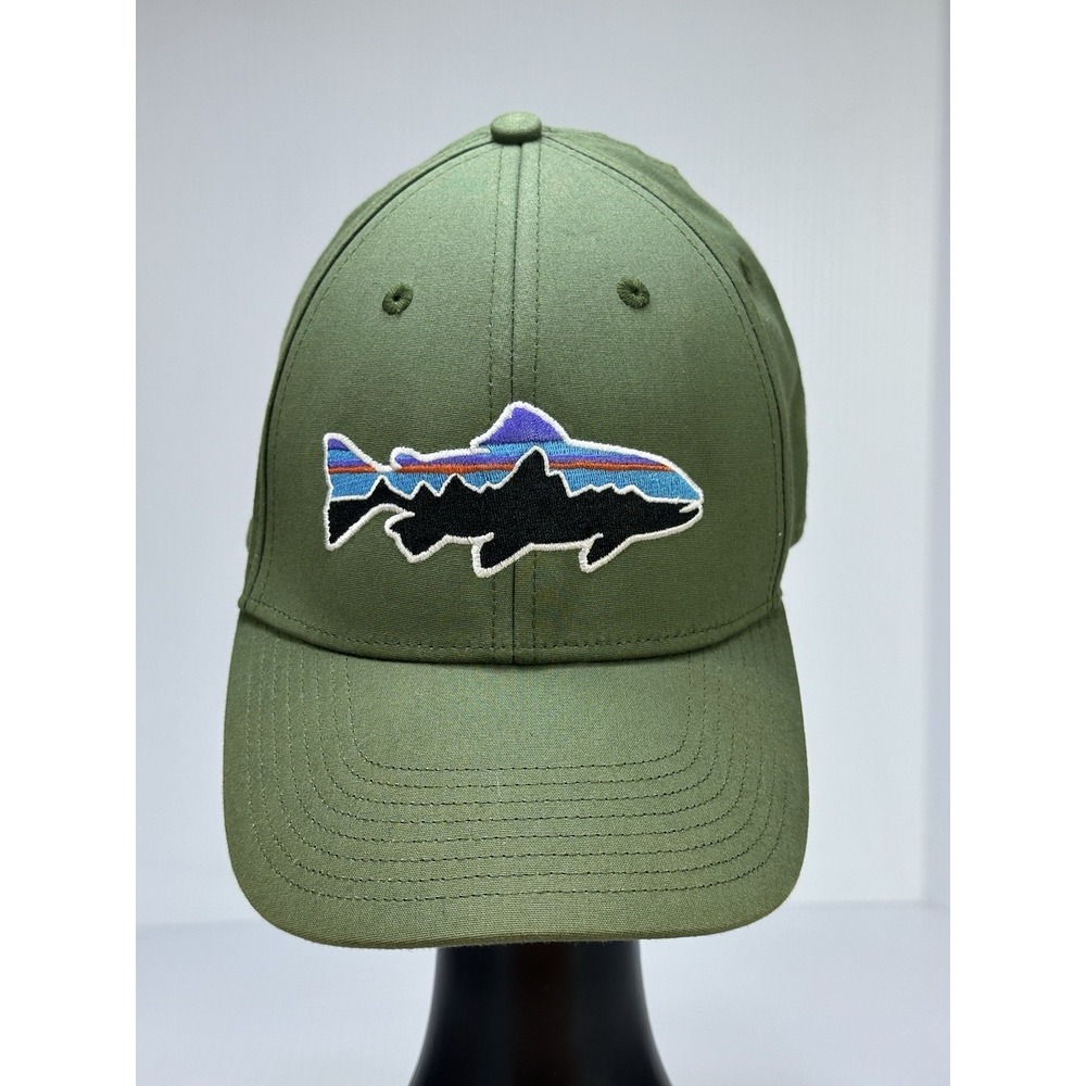 Patagonia Fitz Roy Fish Trout Hat Cap Green Snap Back One Size